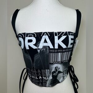 Drake It’s All A Blur Tour Corset Top IAMKOKO.LA Y2K Lace Up Halter Graphic Y2K